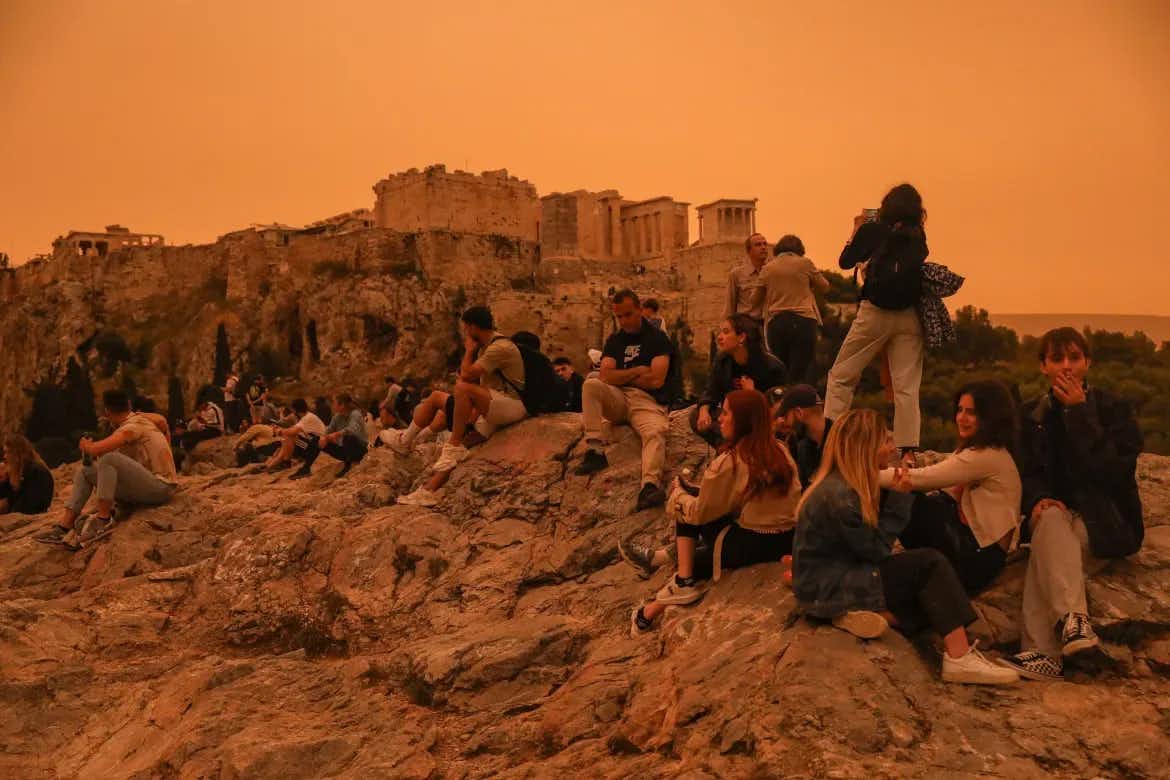 Athens turns orange under North Africa’s Sahara dust clouds