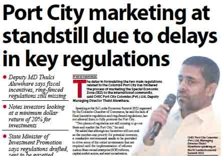 Port City marketing at standstill   due to delays in key regulations